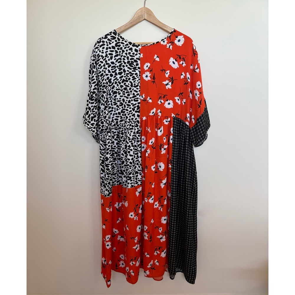 Collusion Patchwork Smock Dress
